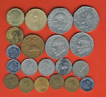  Mexiko 20 Münzen verschiedene Jahrgänge   