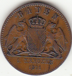 (065) Altdeutschland - Baden 1856-1907, 1 Kreuzer 1871
