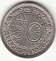 (148) Deutsches Reich - Kleinmünze, 50 Reichspfennig 1928 E