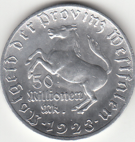 (163) Deutsches Reich - Notgeld-Westfalen, 50 Millionen Mark 1923