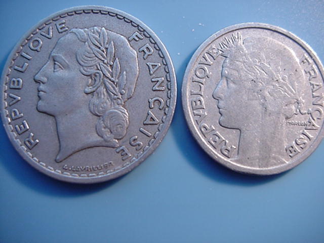 Frankreich 5 und 2 Francs-Alu
