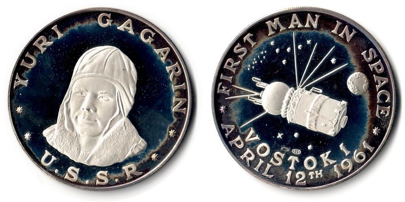  USA   Medaille   1961    FM-Frankfurt  Feinsilber: 23,13g Silber   First man in Space   