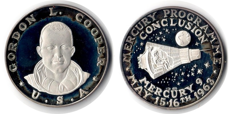  USA   Medaille   1963    FM-Frankfurt  Feinsilber: 23,13g Silber   Mercury Programme Conclusion   