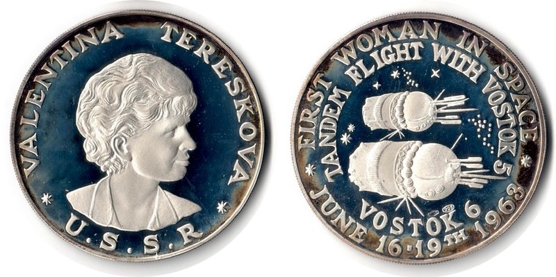  USA   Medaille   1963    FM-Frankfurt  Feinsilber: 23,13g Silber   First Woman in Space   