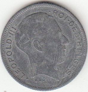 (038) Belgien 1934-1951, 5 Francs franz. 1941