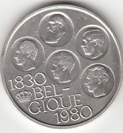 (042) Belgien 1951-1993, Gedenkmünze, 500 Francs franz. 1980, versilbert