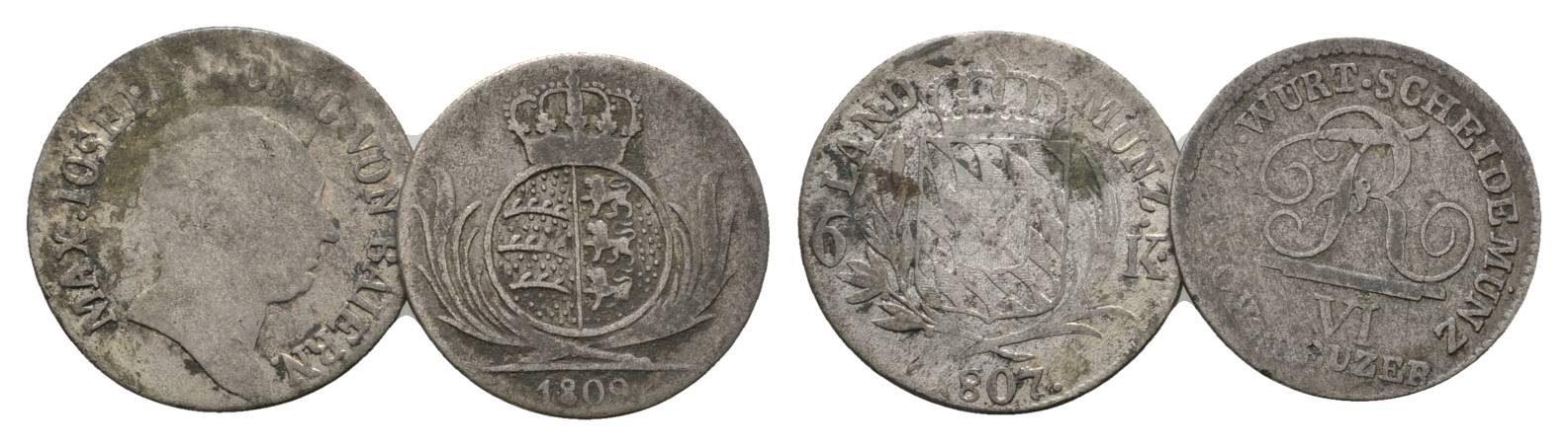  Altdeutschland, 2 Kleinmünzen (1807/1809)   