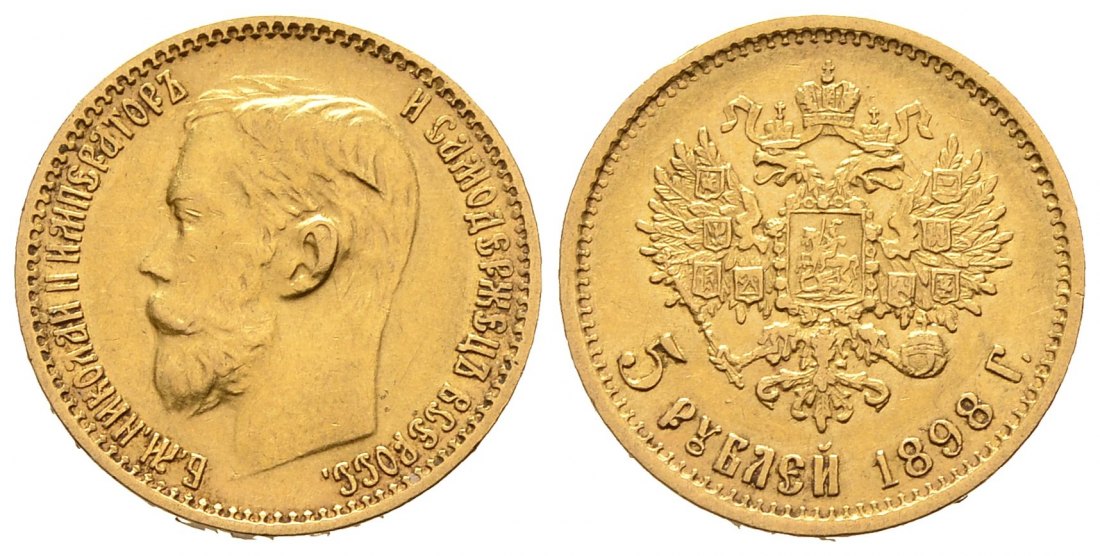 PEUS 8746 Russland 3,87 g Feingold. Zar Nikolaus II. (1894 - 1917) 5 Rubel GOLD 1898 AR Sehr schön