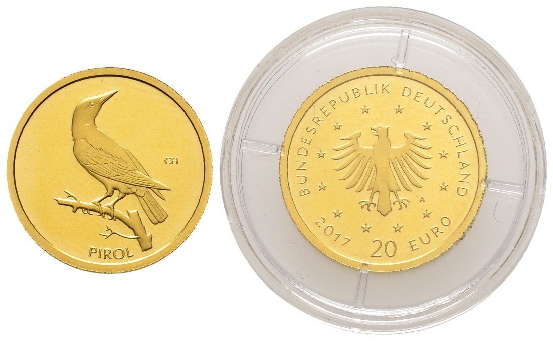 PEUS 8765 BRD 3,89 g Feingold. Heimische Vögel - Pirol 20 Euro GOLD 2017 A Berlin Stempelglanz (in Kapsel)