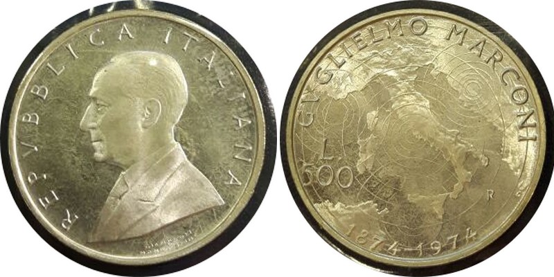  Italien  500 Lire  1974  FM-Frankfurt  Feingewicht: 9,19g  Silber sehr schön   