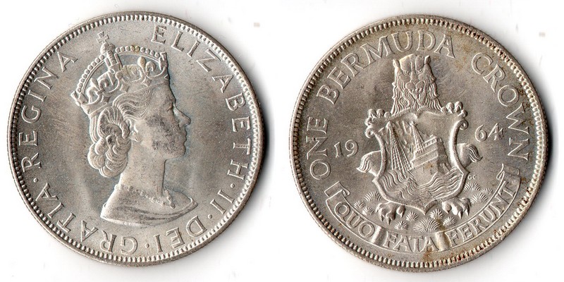  Bermuda  1 Crown   1964  FM-Frankfurt Feingewicht: 11,31g Silber sehr schön   