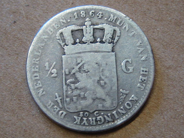  Niederlande 1/2 Gulden 1864   