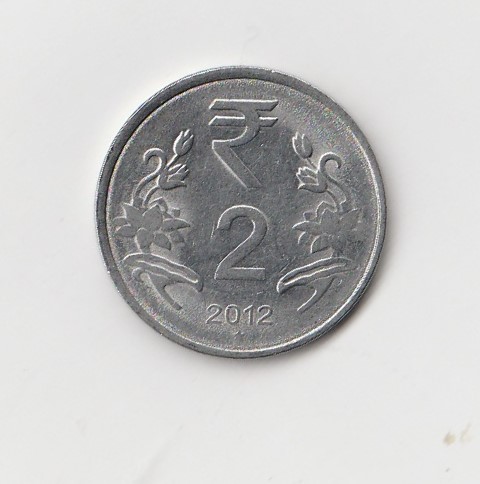 2 Rupees Indien 2012 mit Stern unter der Jahreszahl (K857)