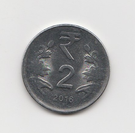 2 Rupees Indien 2016 mit Punkt unter der Jahreszahl (K859)