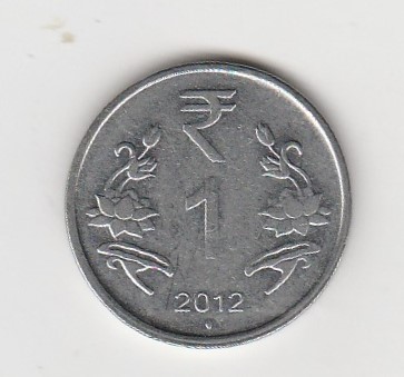  1 Rupee Indien 2012 mit Punkt unter der Jahreszahl (K871)   