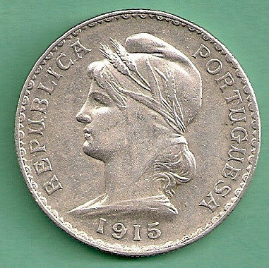  Portugal - 1 Escudo 1915 Silber   