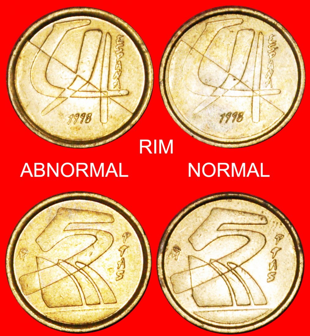  √ ABNORMAL RIM: SPAIN ★ 5 PESETAS 1998! LOW START ★ NO RESERVE!   