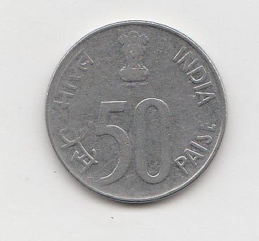  50 Paise Indien 2001 mit Raute unter der Jahreszahl  (K948)   