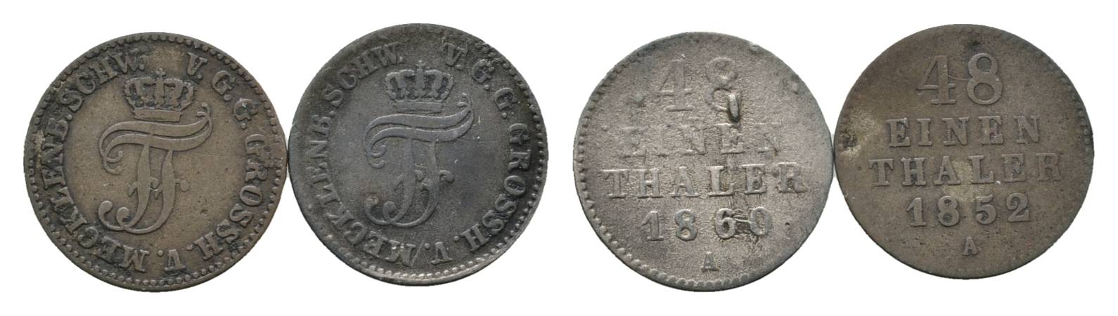  Mecklenburg, 2 Kleinmünzen (1860/1852)   