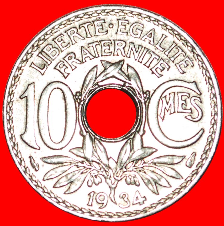  √ 3. REPUBLIK (1870-1940): FRANKREICH ★ 10 CENTIMES 1934!   