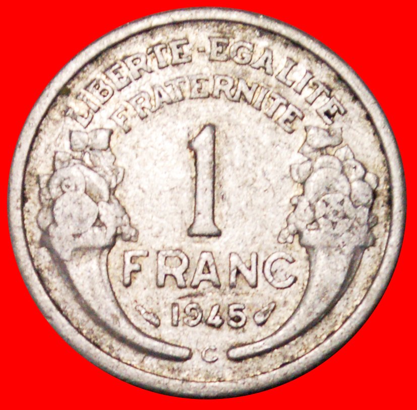  √ FÜLLHÖRNER KRIEGSZEIT (1939-1945): FRANKREICH ★ 1 FRANC 1945C!   