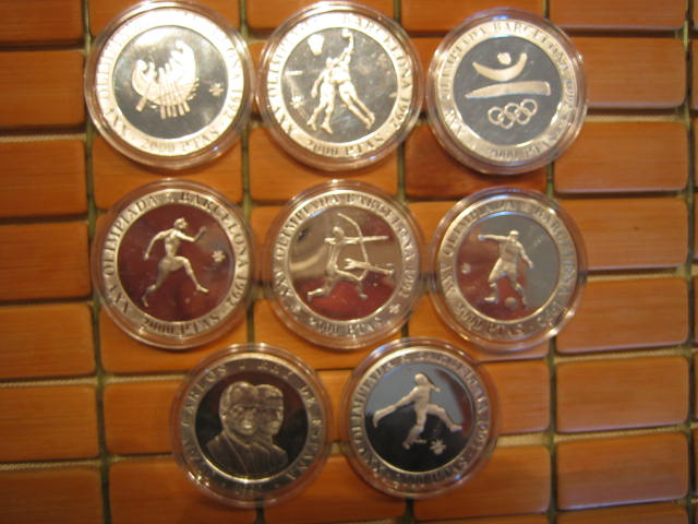 Olympia Barcelona 8 x 2000 Pesetas Silber Proof