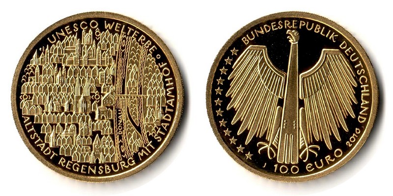BRD MM-Frankfurt  Feingewicht: 15,55g Gold 100 EUR (Regensburg) 2016 J stempelglanz