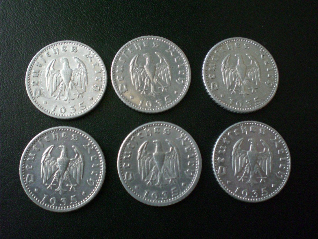 III.Reich 50 Pfennig 1935 A,D,E,F,G,J.