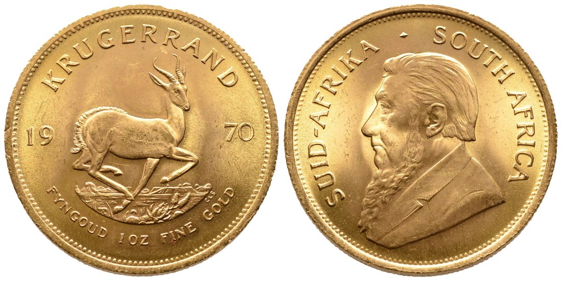 PEUS 8882 Süd-Afrika 31,1 g Feingold Krügerrand GOLD Unze 1970 Winzige Kratzer, Vorzüglich +