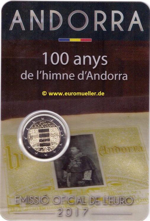 Andorra ...2 Euro Gedenkmünze 2017...bu...Coincard...Hymne   