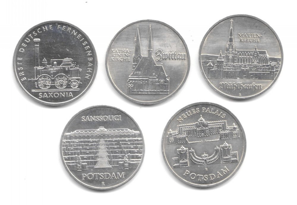 5 x 5 Mark Gedenkmünzen UNC/Exp.1986 - 1989