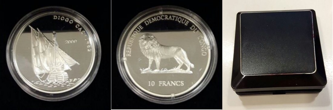  Congo  10 Francs  2000  FM-Frankfurt   Feingewicht: 29,11g  Silber  pp   