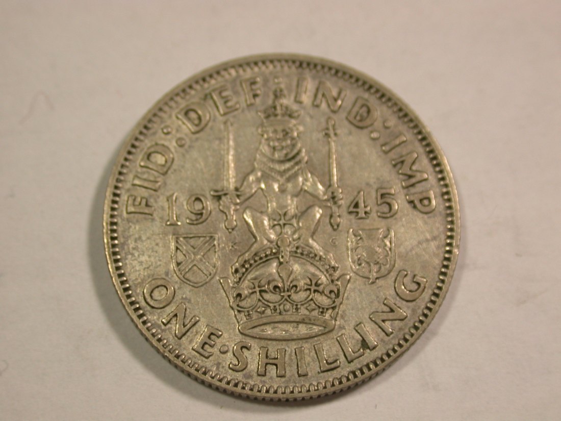  B27 Großbritannien  1 Shilling 1945 in f.vz  Originalbilder   