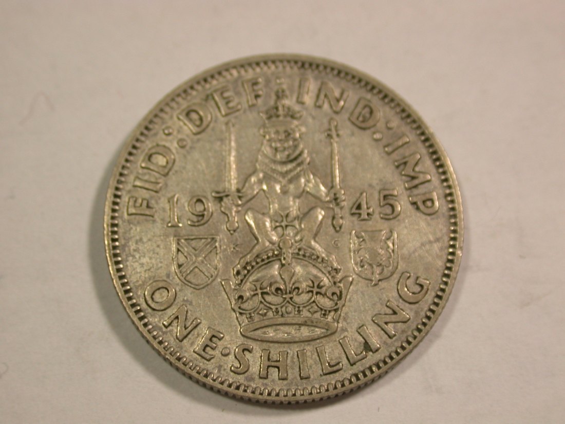 B27 Großbritannien 1 Shilling 1945 in f.vz Originalbilder