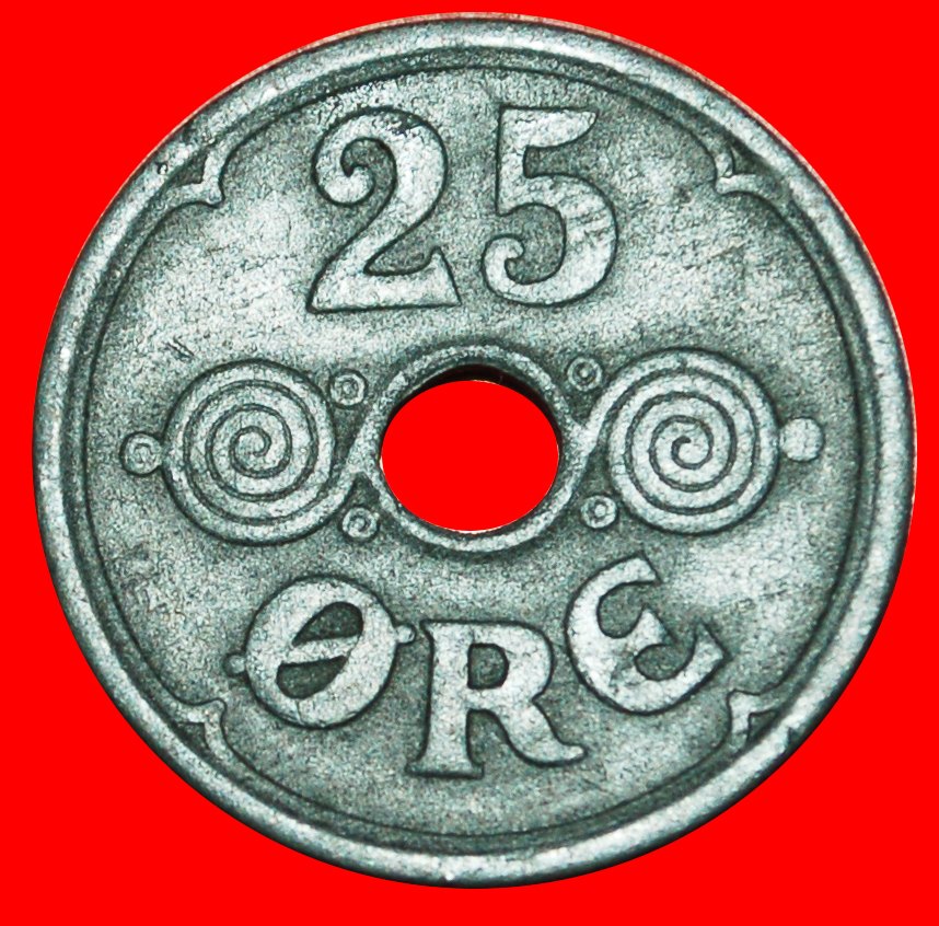  √ GERMAN OCCUPATION: DENMARK ★ 25 ORE 1943 CHRISTIAN X (1912-1947)! LOW START ★ NO RESERVE!   