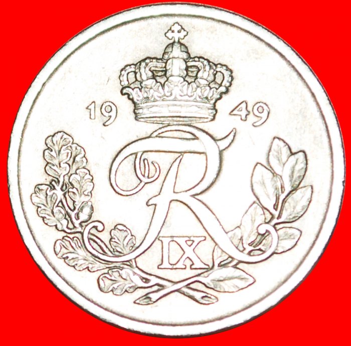  √ MONOGRAMM: DÄNEMARK ★ 25 OERE 1949! Frederik IX (1899-1972)   