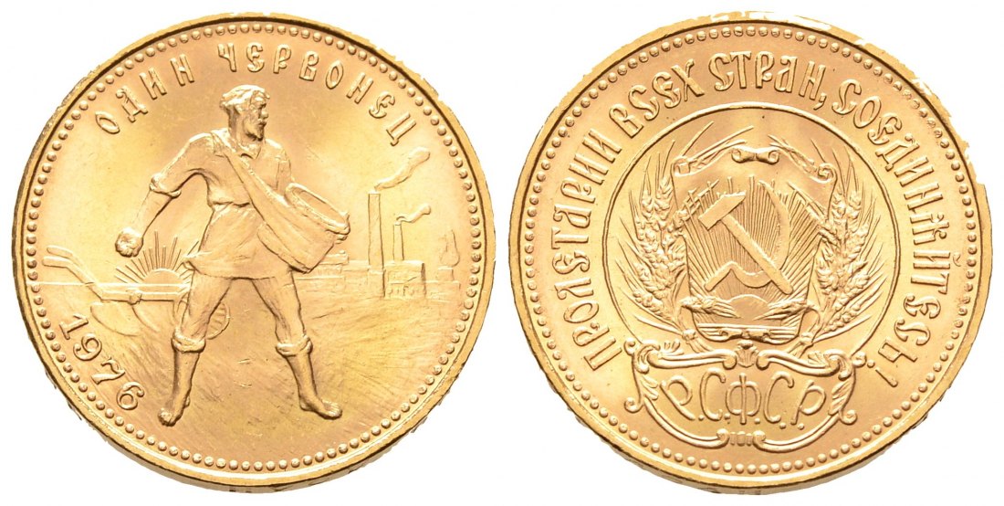 PEUS 8900 Russland 7,74 g Feingold. Tscherwonez 10 Rubel GOLD 1976 Winzige Kratzer, Vorzüglich +