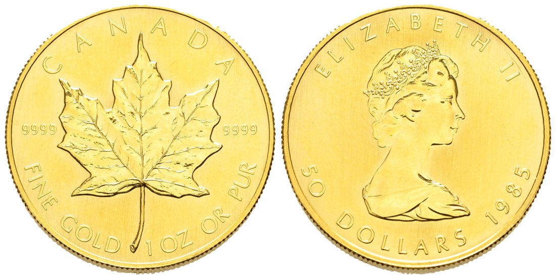 PEUS 8901 Kanada 31,1 g Feingold. Maple Leaf 50 Dollars GOLD Maple Leaf Unze 1990 Vorzüglich +