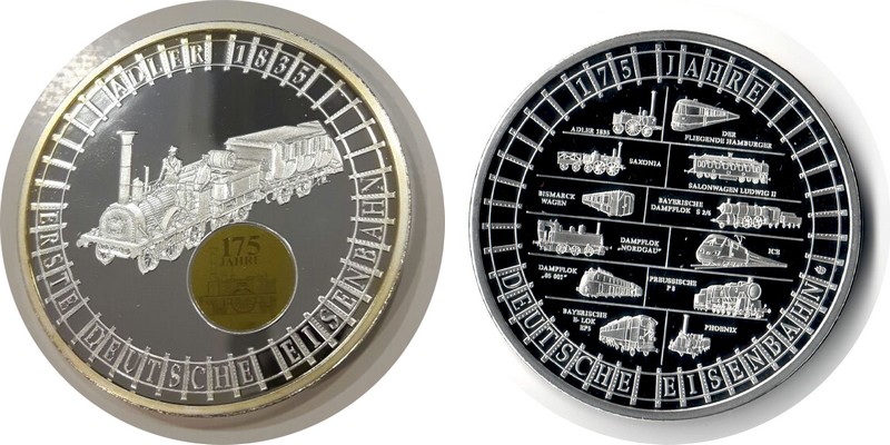  Deutschland   Medaille  175 Jahre Deutsche Eisenbahn    FM-Frankfurt   Gewicht: 53,2g  PP   