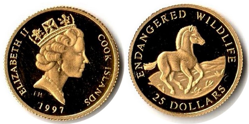 Cook Island MM-Frankfurt  Feingewicht: 1,21g Gold 25 Dollar 1997 PP