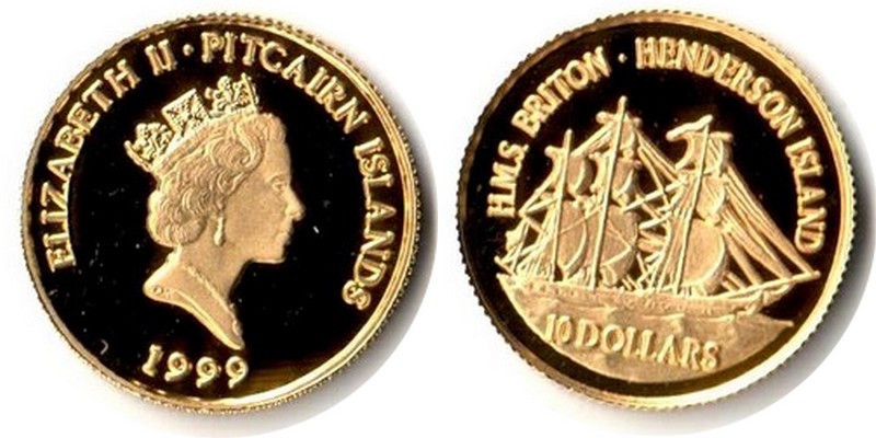 Pitcairn Islands MM-Frankfurt  Feingewicht: 1,21g Gold 10 Dollar 1999 PP (berieben)