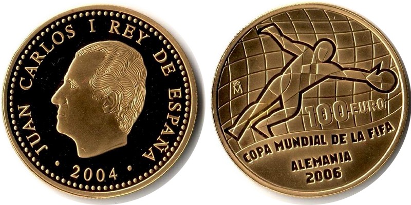 Spanien MM-Frankfurt Feingewicht: 6,74g Gold 100 Euro 2004 pp