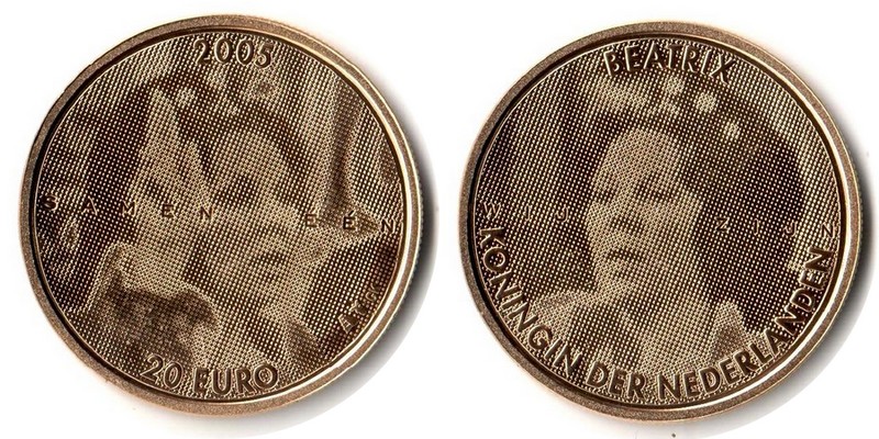 Niederlande MM-Frankfurt Feingewicht: 7,65g 20 EURO (Gedenkmünze) 2005 stempelglanz