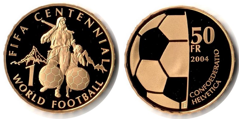 Schweiz MM-Frankfurt Feingewicht: 10,16g Gold 50 Franken 2004 pp