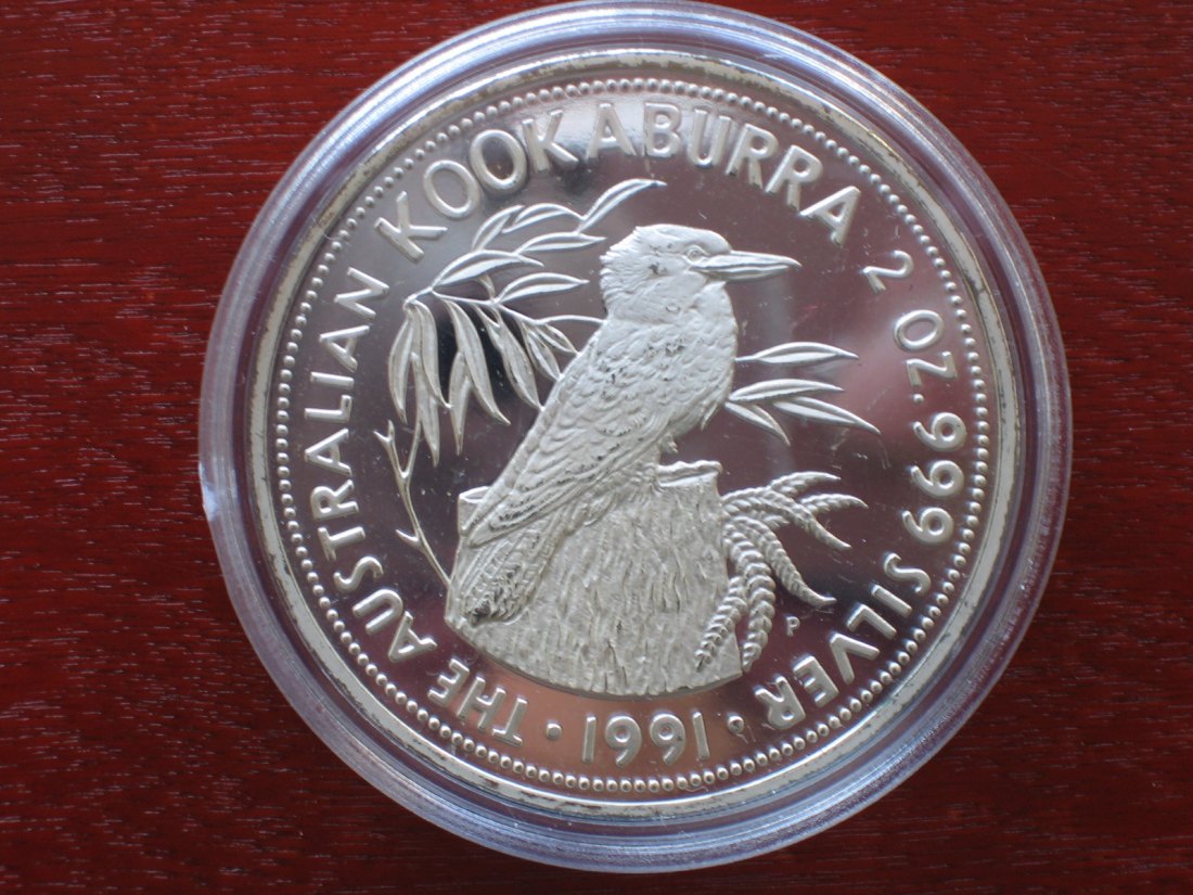  Australien 10 Dollar 1991 Kookaburra. 2 Unzen Silber.   