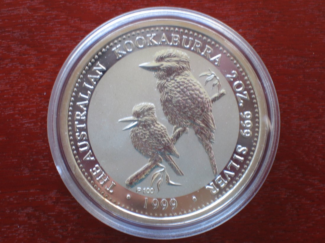  Australien 2 Dollar 1999 Kookaburra. 2 Unzen Silber.   