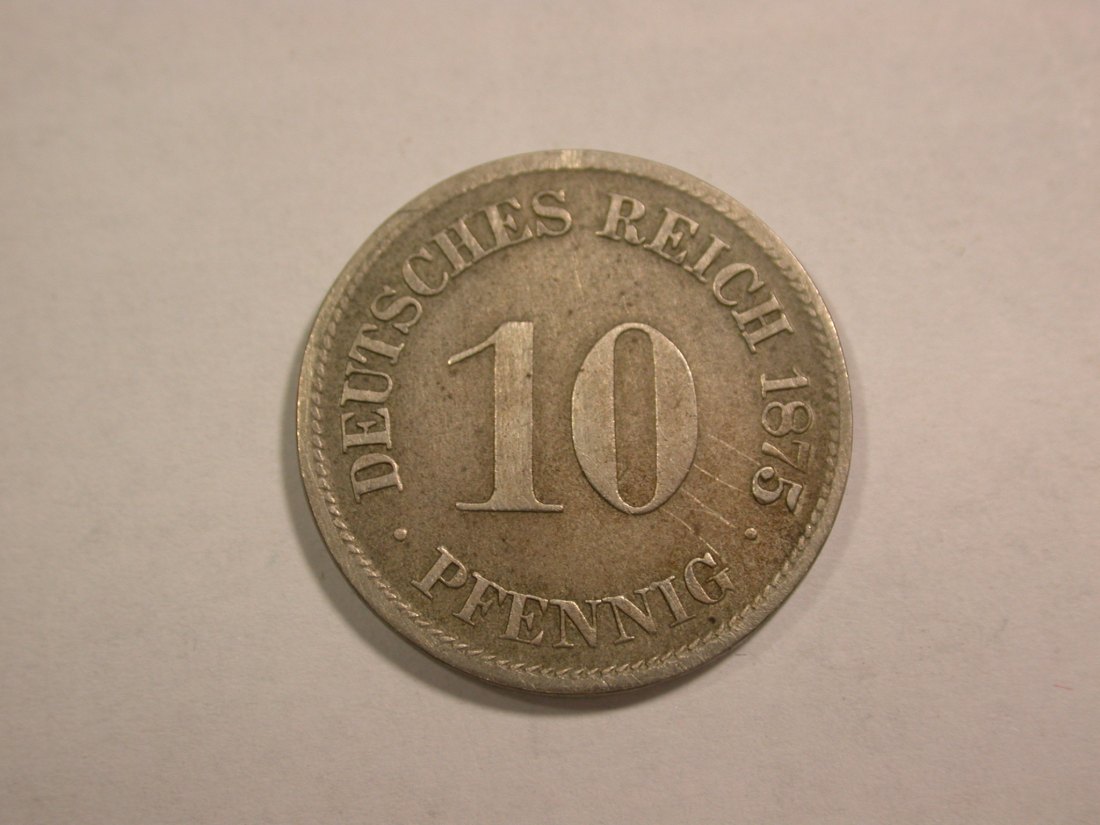  C01 KR 10 Pfennig 1875 F in f.ss besser !! Orginalbilder   