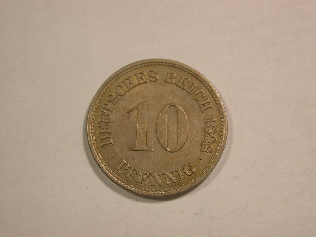 C01 KR 10 Pfennig 1888 D in vz-st/f.st Rdf. Erhaltung !!! Orginalbilder