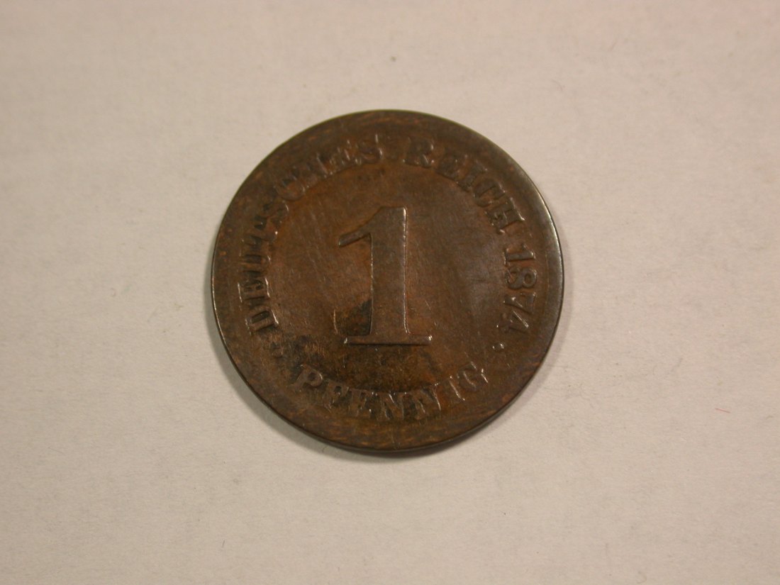  C01 KR 1 Pfennig 1874 C in f. schön Orginalbilder   