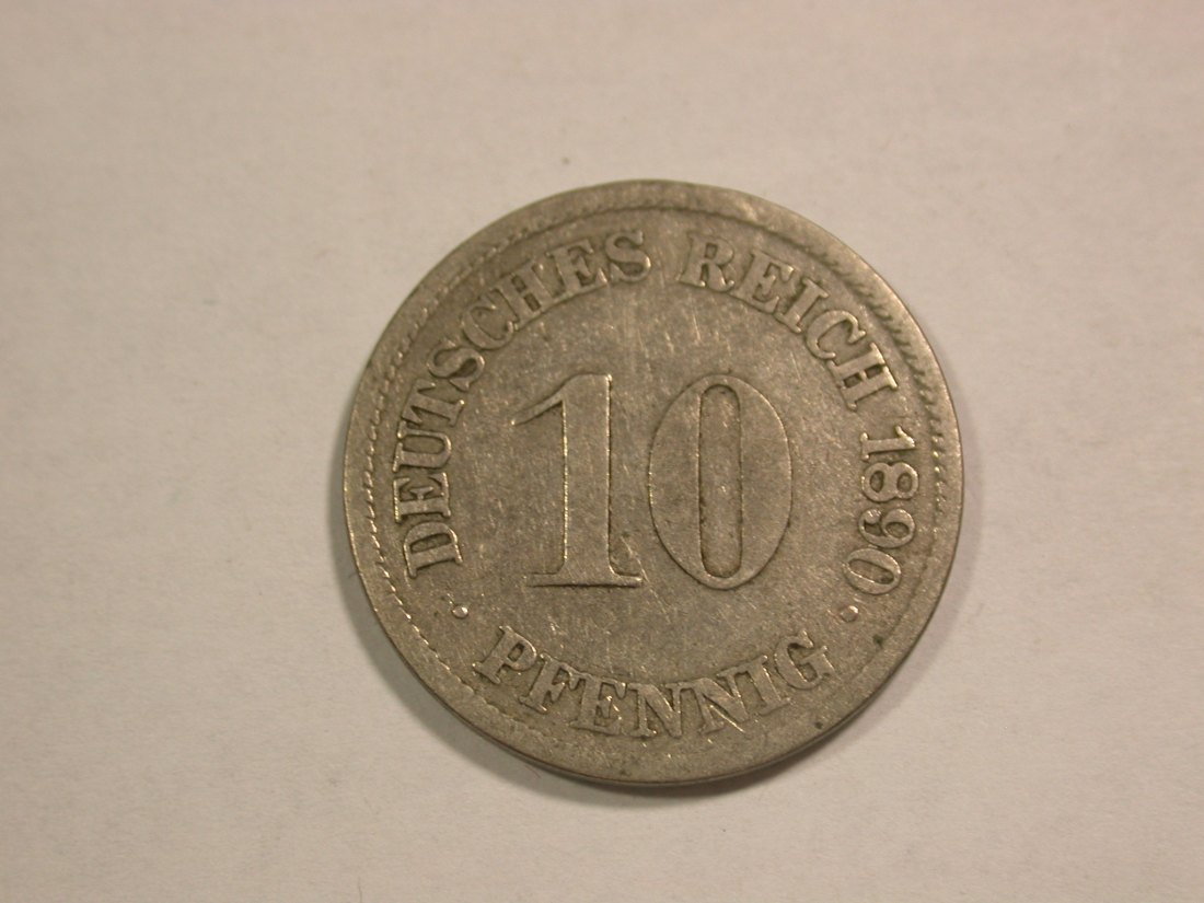  C01 KR 10 Pfennig 1890 J in f. schön  Orginalbilder   